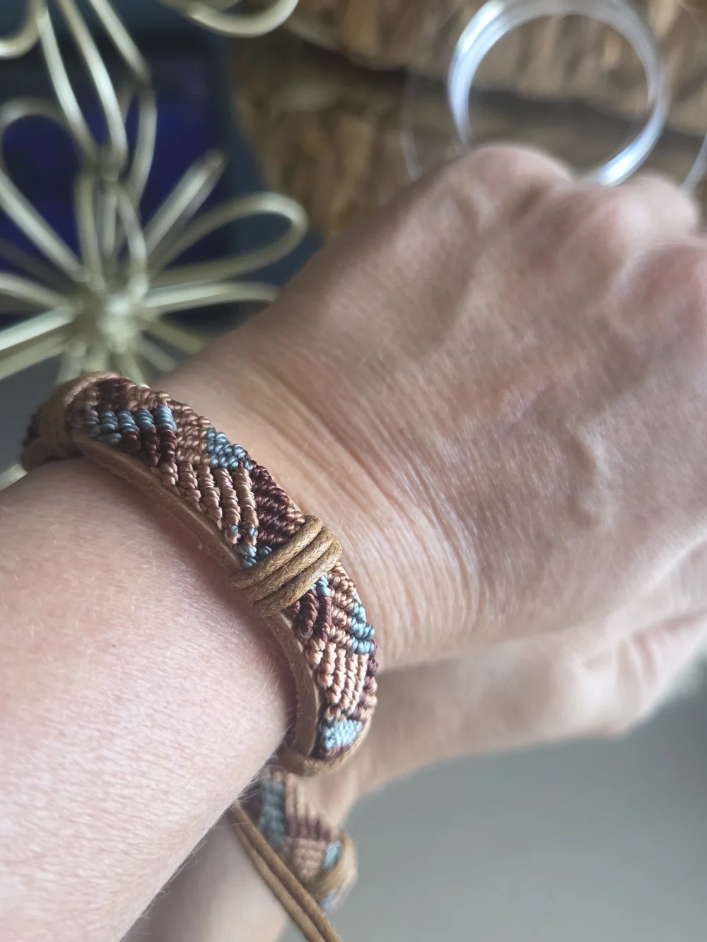 Earthy Boho Woven Adjustable Friendship Bracelet | Leather Cord Tribal Style